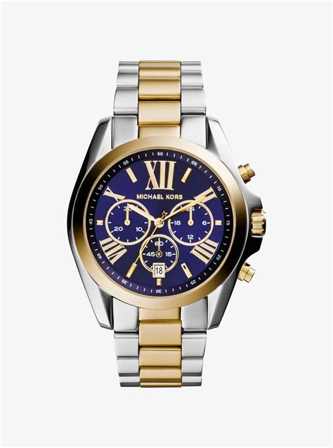 michael kors two tone watch|michael kors oversized bradshaw watch.